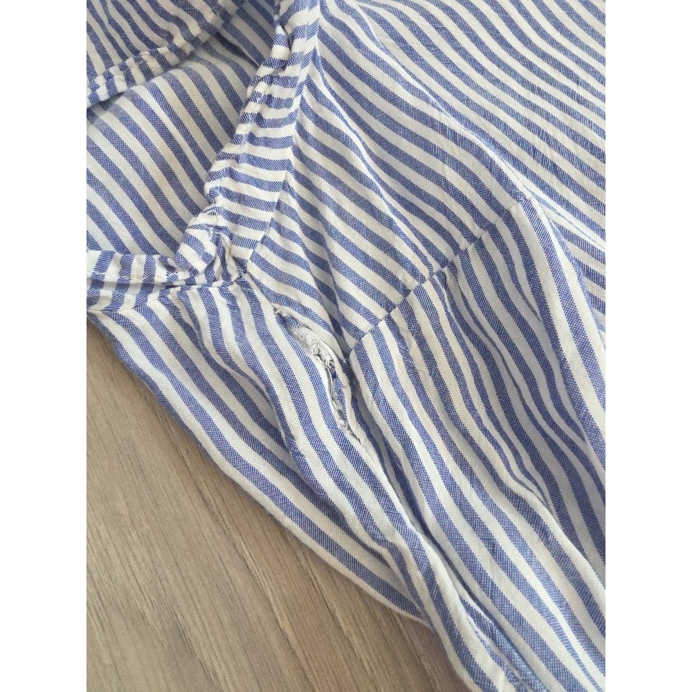 Naif Blue White Pin Striped Elastic Waist Ruffle Hem Midi Dress Women's Size M - Picture 6 of 6